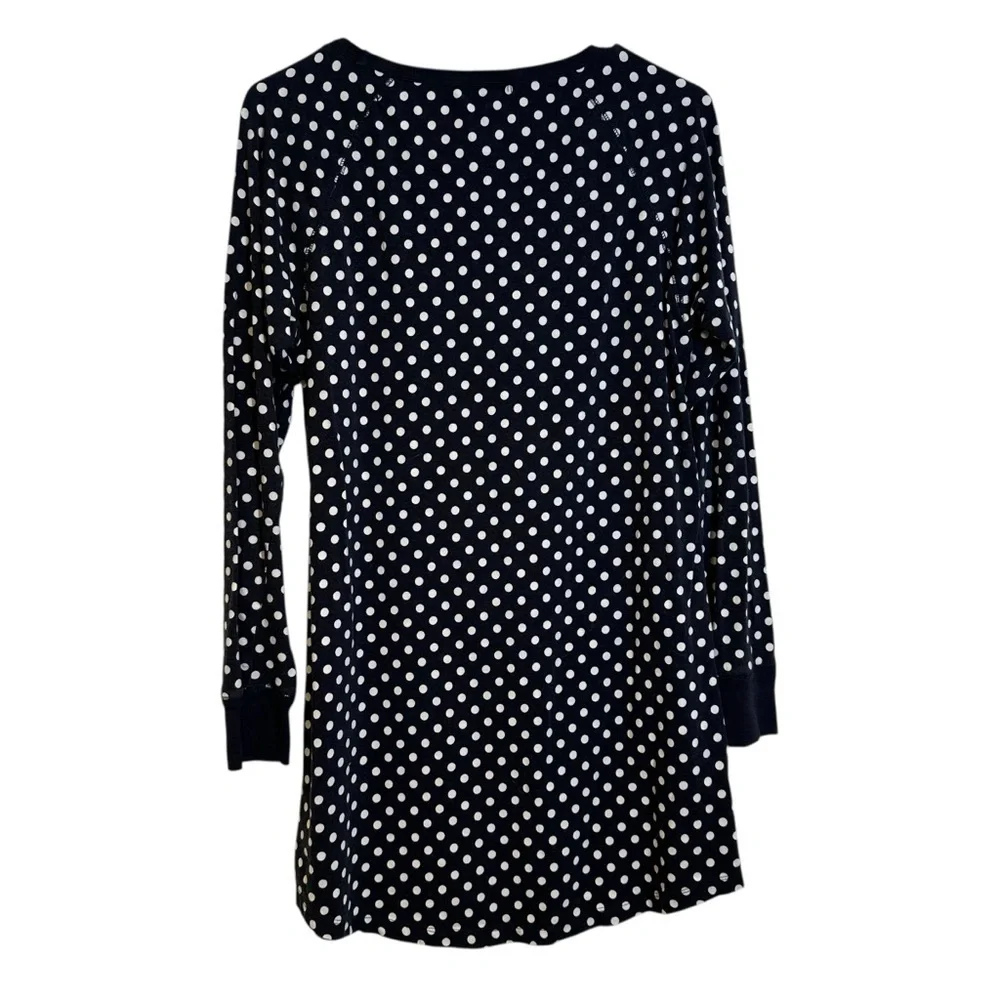J. CREW Long Sleeve Navy Blue Polka Dot Shirt Dress Small